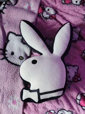 PLAYBOY White and Black Bunny Plush Pillow